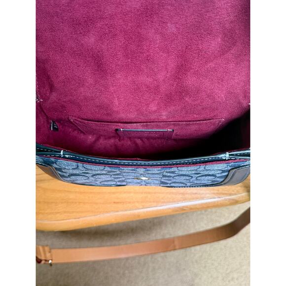 NWOT Coach Signature Denim Shay Saddle Bag Navy Leather Horse & Carriage – Small - Picture 9 of 11